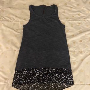 Navy Blue Tank Top (Long/Oversized in length) with White Polka dots